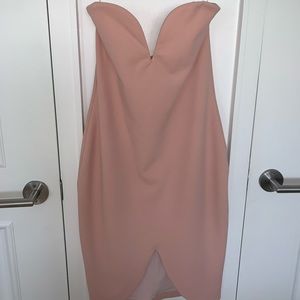 Strapless Blush Pink Nookie Midi Dress